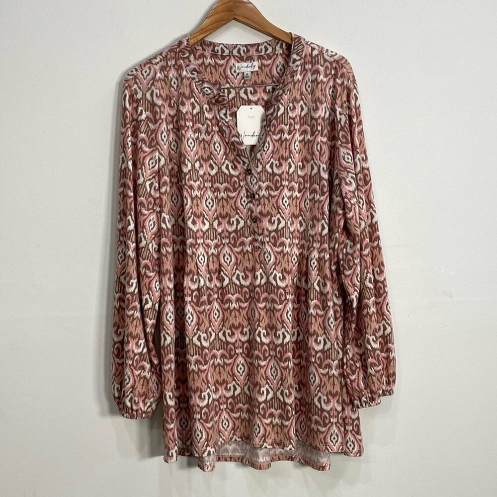 Wonderly Long Sleeve Comfy Casual Blouse 3X‎